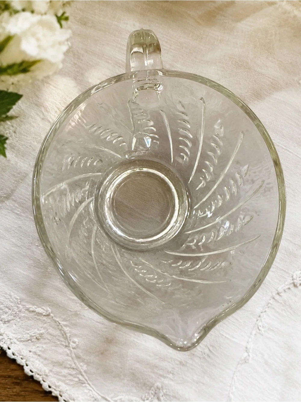 Vintage Clear Pressed Glass Pitcher Raised Dot Bubble Pattern 4” Creamer